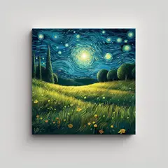 GENERICO - Cuadro Inspirado En La Noche Estrellada De 70x70 Cm
