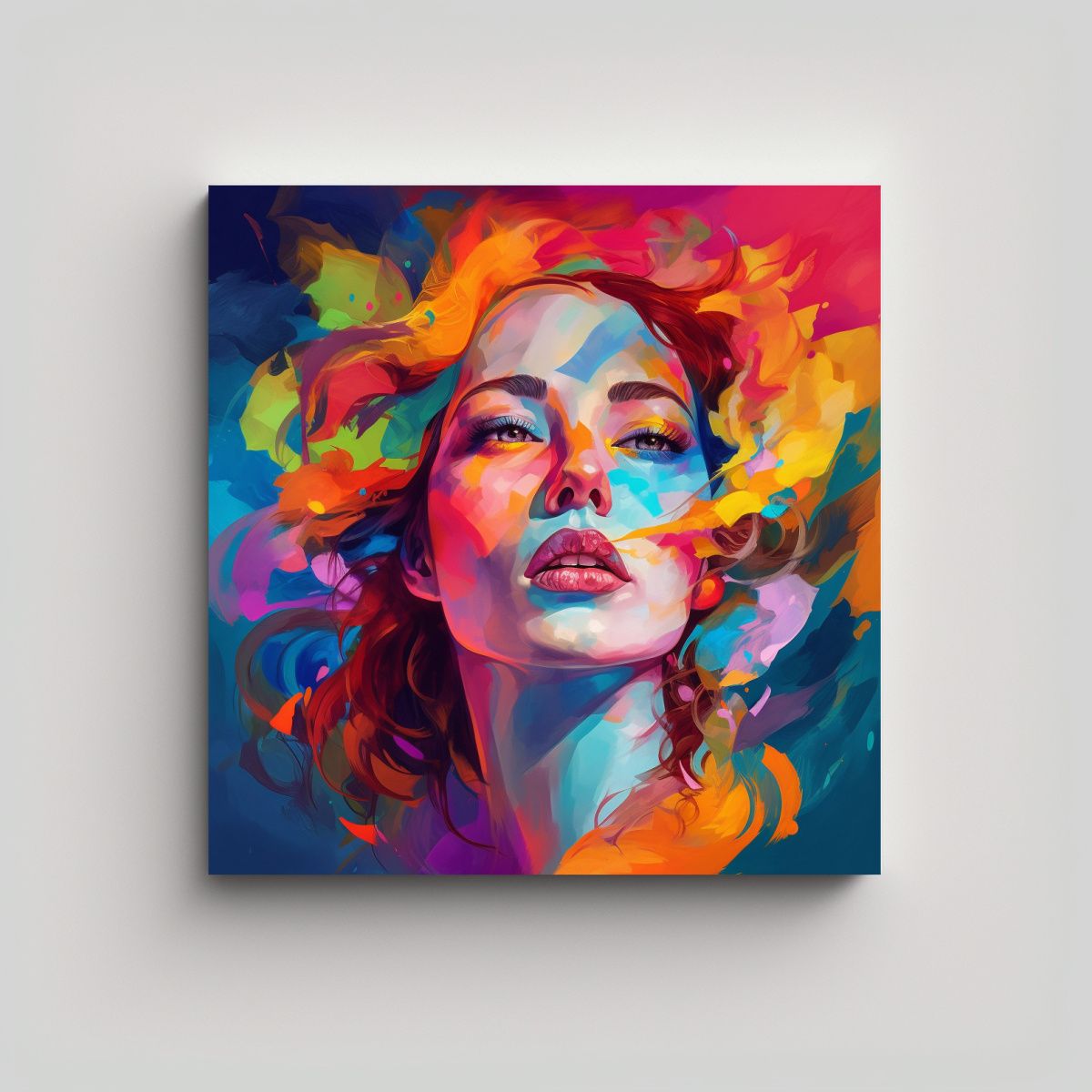 GENERICO - Cuadro Abstracto Para Sala Con Retrato De Mujer 60x60 Cm.