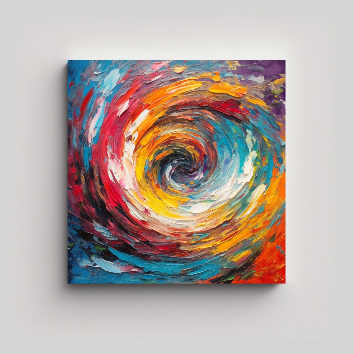 GENERICO - Obra De Arte En Espiral De Pintura Colorida De 70x70 Cm