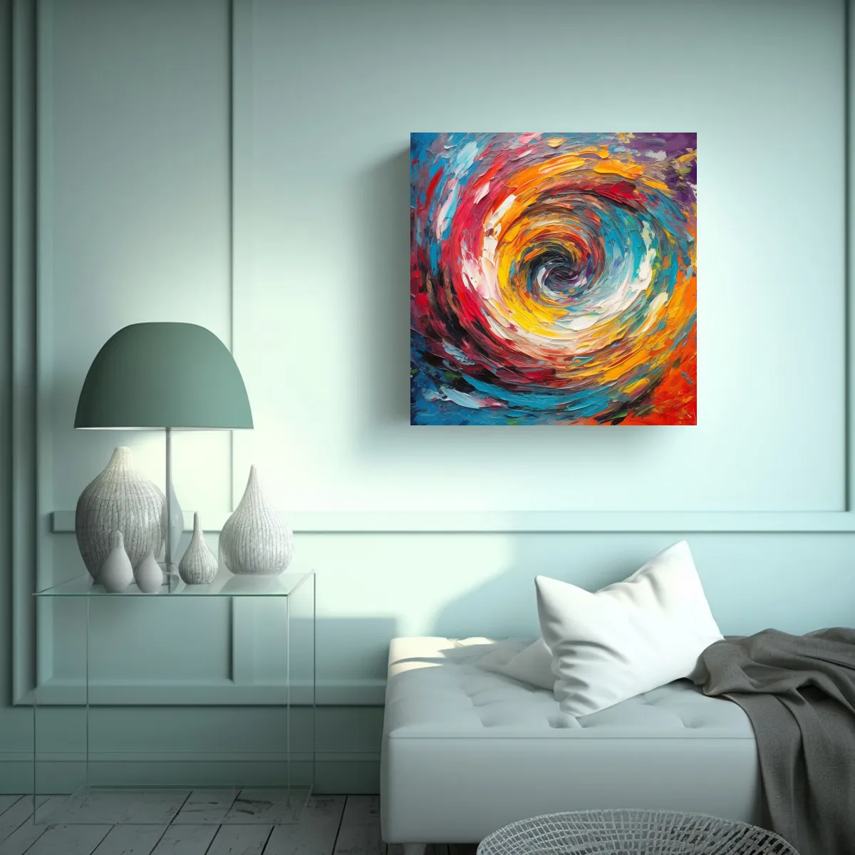 GENERICO - Obra De Arte En Espiral De Pintura Colorida De 50x50 Cm