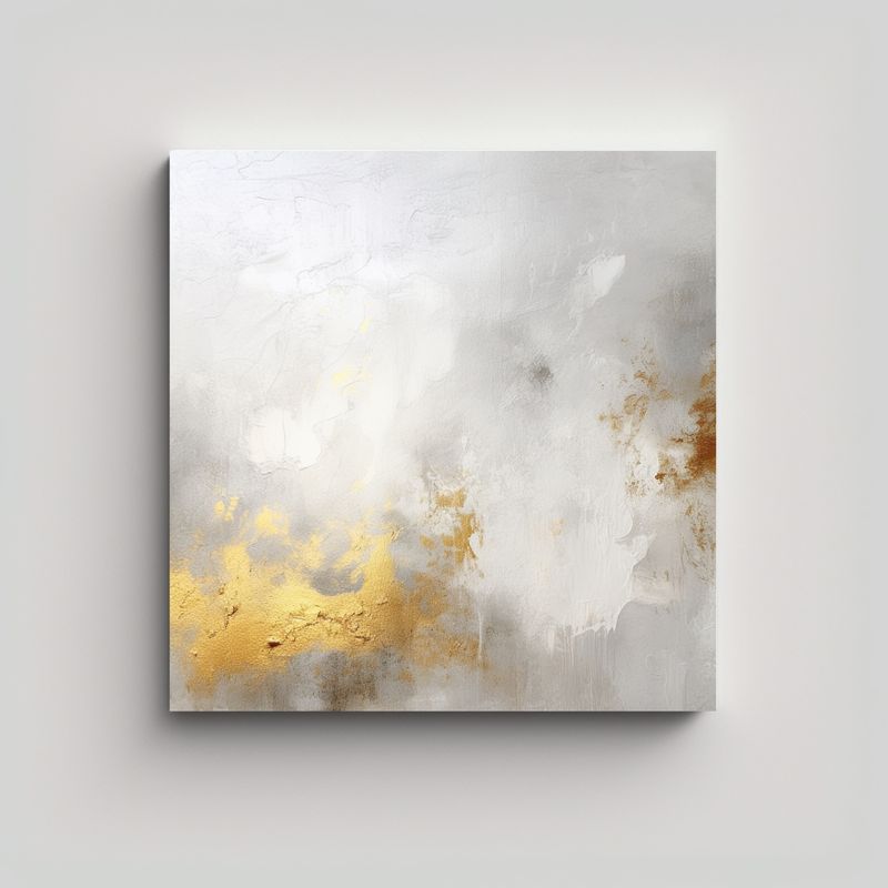 GENERICO - Cuadro Moderno Blanco Y Dorado Para Cuarto 70x70 Cm