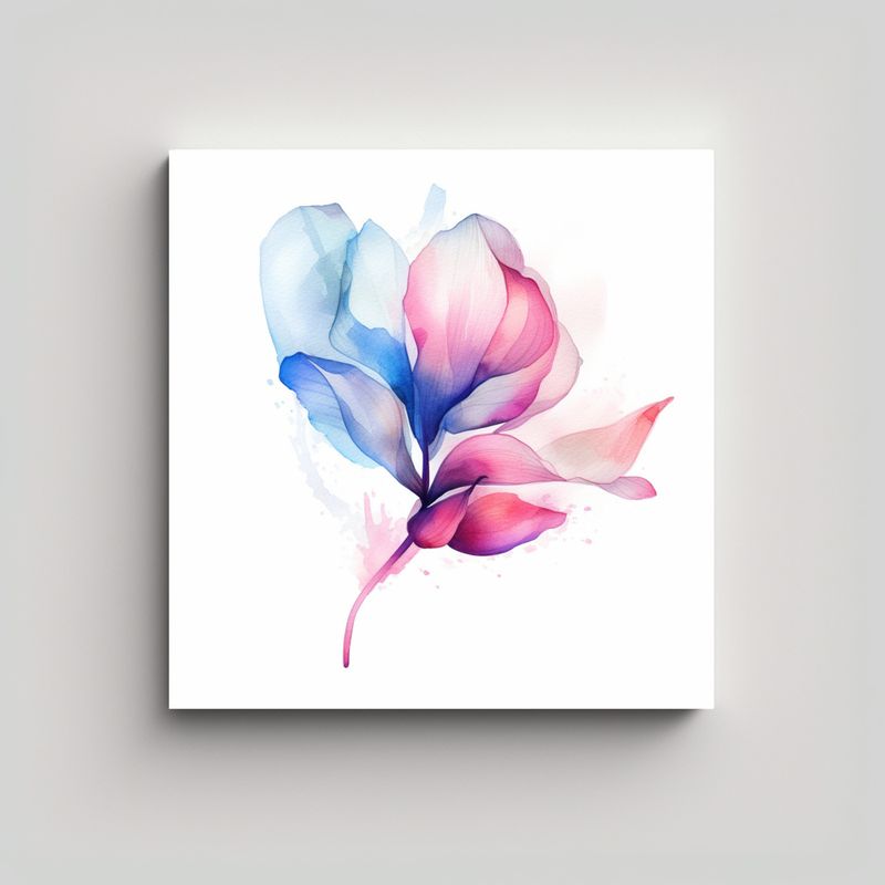 GENERICO - Pintura En Bastidor Conceptual: Flor En Acuarela 80x80 Cm