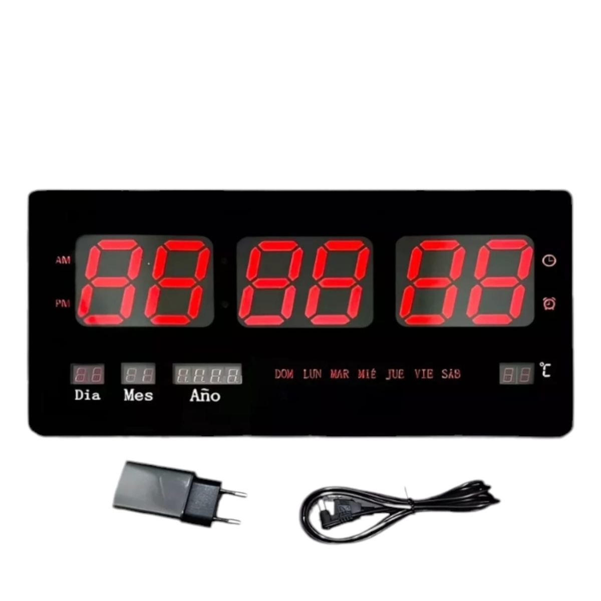 GENERICO - Reloj Digital De Pared Con Pantalla Led Modelo 3615 Estructura Negro