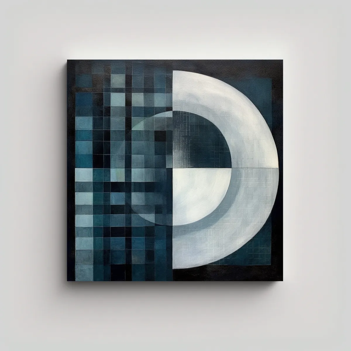 GENERICO - Cuadro De Tela Con Círculo En Blanco Y Negro En 50x50 Cm