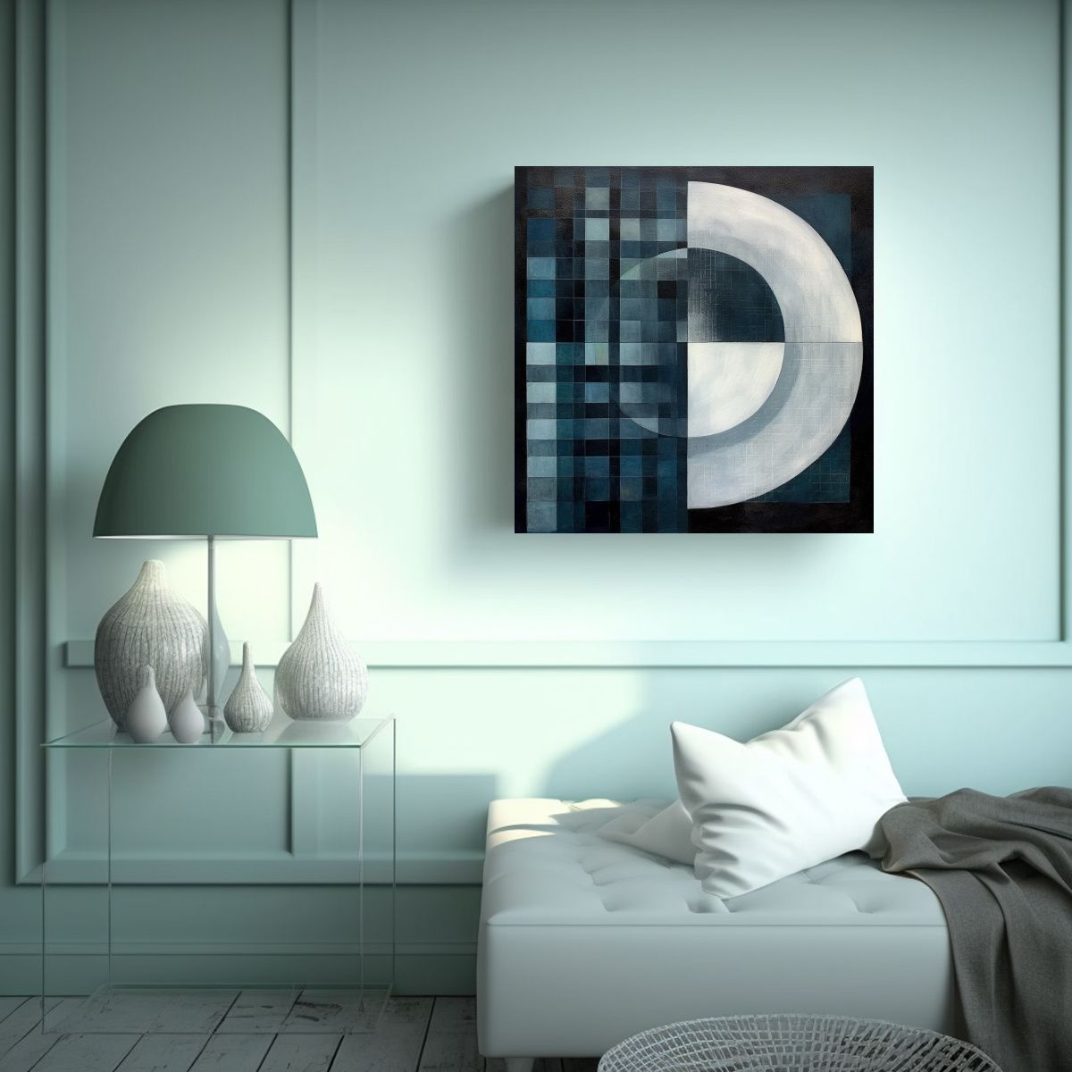 GENERICO - Cuadro De Tela Con Círculo En Blanco Y Negro En 50x50 Cm