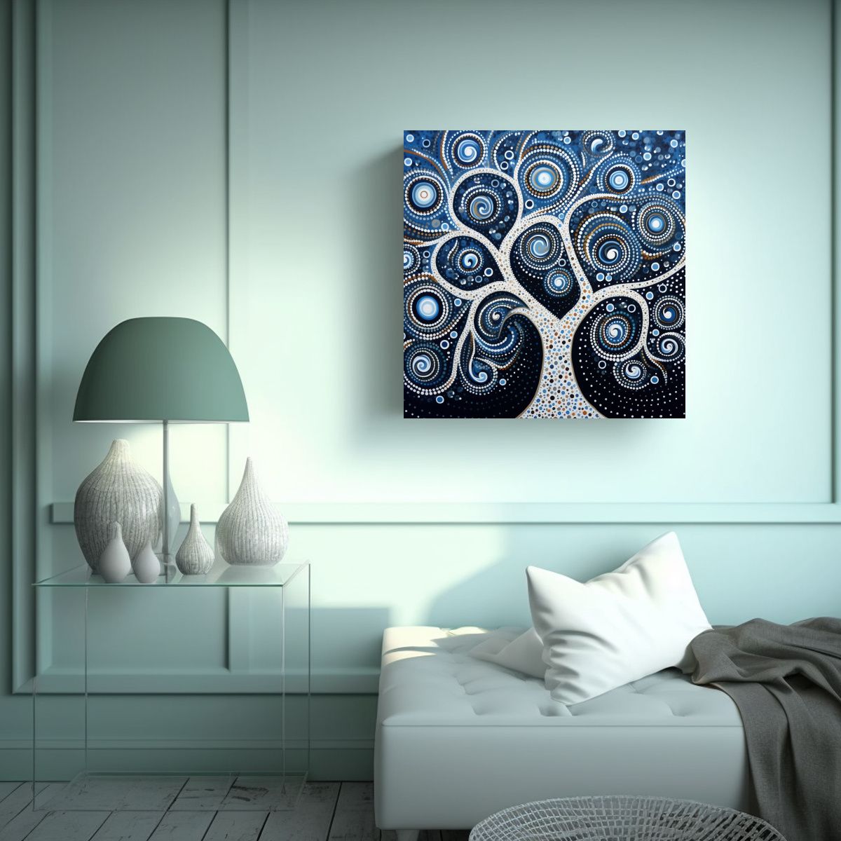 GENERICO - Cuadro Decorativo Tela Sublimada De Arte Aborigen 70x70 Cm