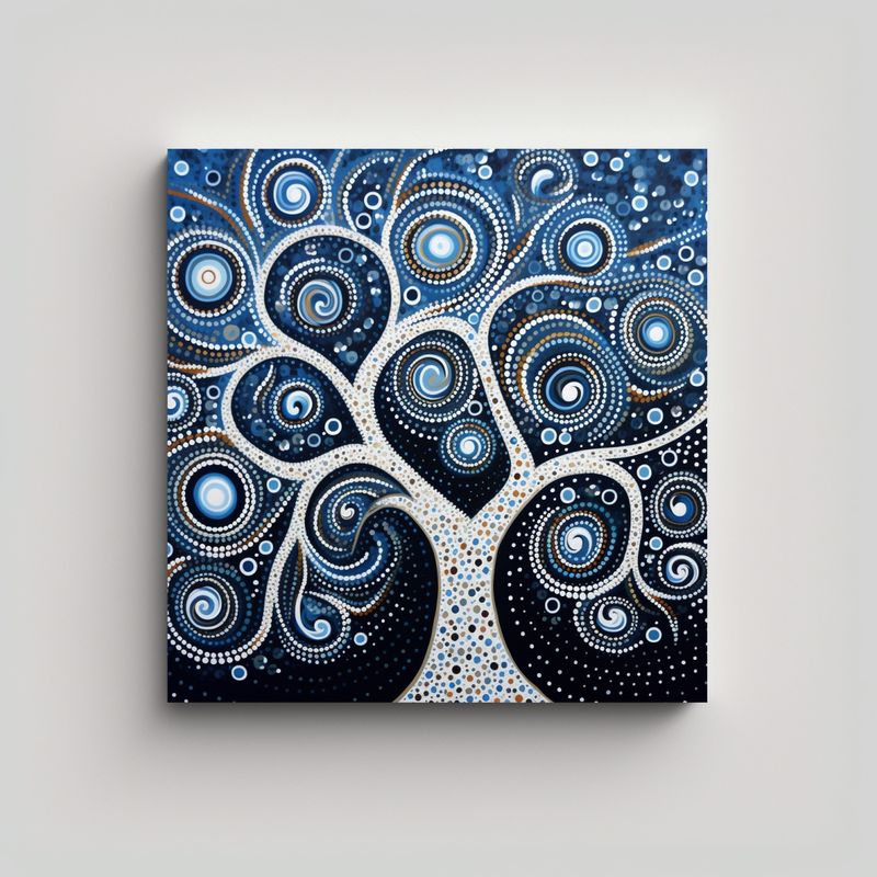 GENERICO - Cuadro Decorativo Tela Sublimada De Arte Aborigen 90x90 Cm