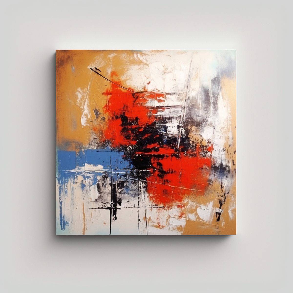 GENERICO - Pintura Abstracta En Lienzo Con Efecto De Colores 50x50 Cm