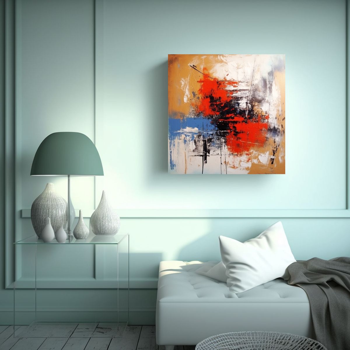 GENERICO - Pintura Abstracta En Lienzo Con Efecto De Colores 50x50 Cm