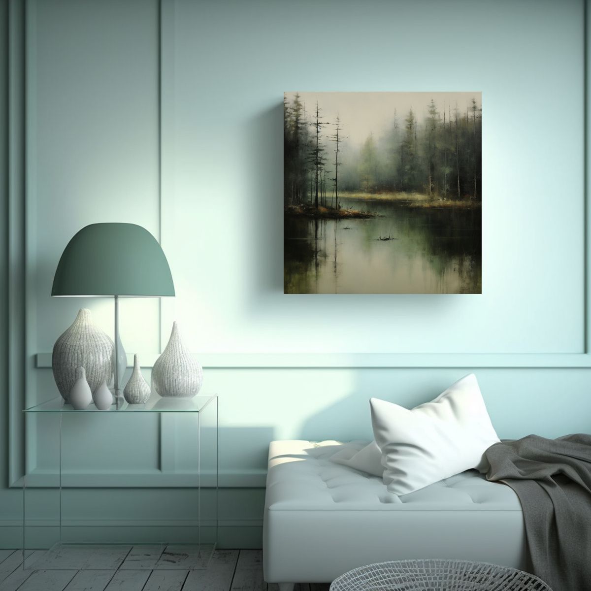 GENERICO - Paisaje Distante En Lienzo: Pintura Al óleo 60x60 Cm