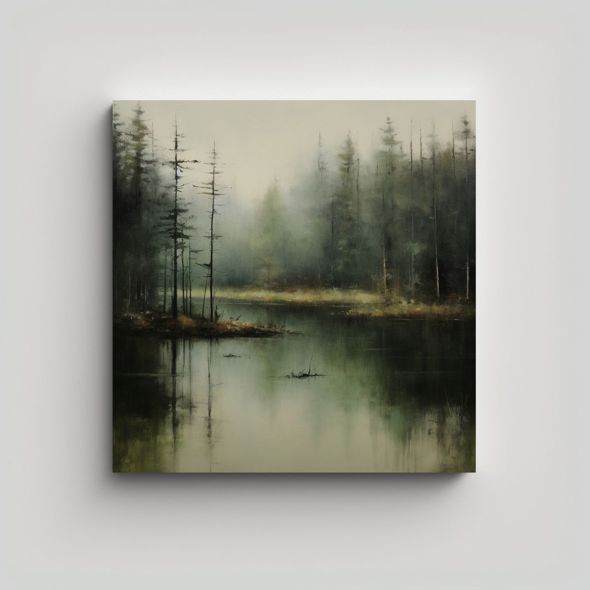 GENERICO - Paisaje Distante En Lienzo: Pintura Al óleo 50x50 Cm.