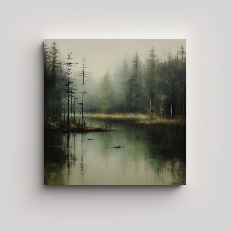 GENERICO - Paisaje Distante En Lienzo: Pintura Al óleo 70x70 Cm