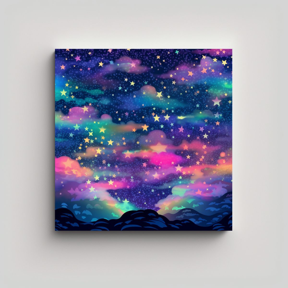GENERICO - Pintura Decorativa Con Fondo De Estrellas 80x80 Cm