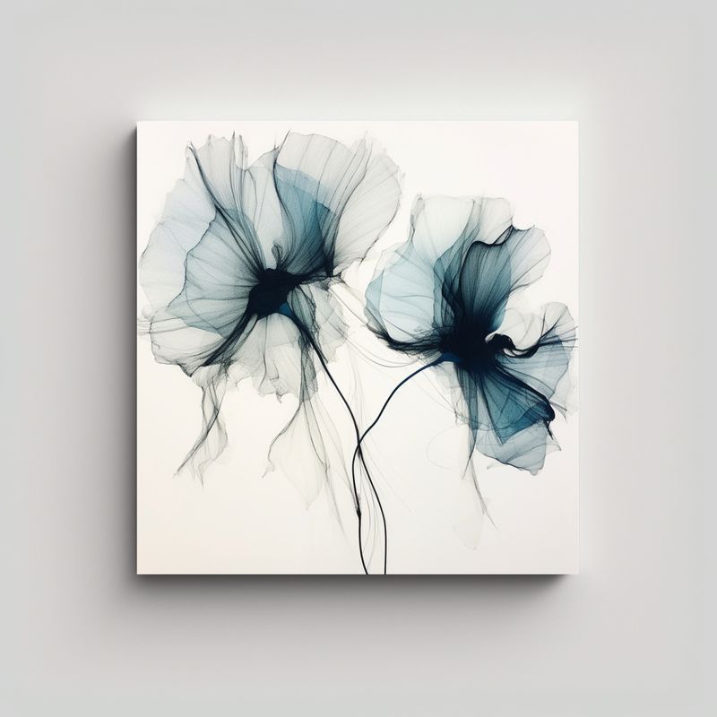 GENERICO - 1 Cuadro Tonos Street Art De Dos Flores Negras 90x90 Cm