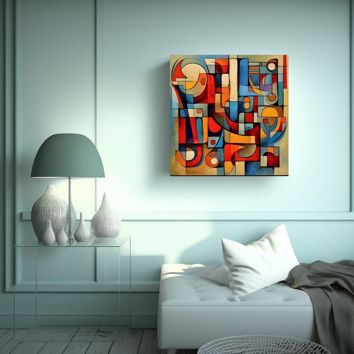 GENERICO - Tela En Bastidor Tema Clásico Quantum Cubism: 70x70 Cm