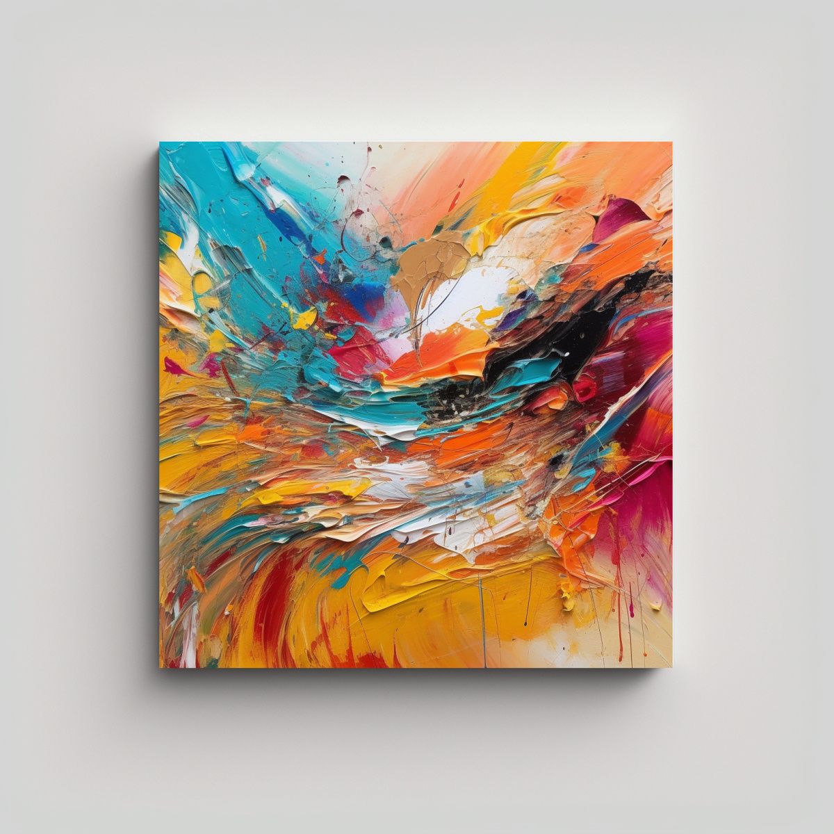 GENERICO - Pintura En Bastidor Cuadrado Adorno Con Formas Y 60x60 Cm