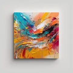 GENERICO - Pintura En Bastidor Cuadrado Adorno Con Formas Y 60x60 Cm