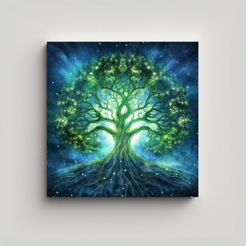 GENERICO - Cuadro Escena Mystical Del Árbol Cósmico De Kin 70x70 Cm