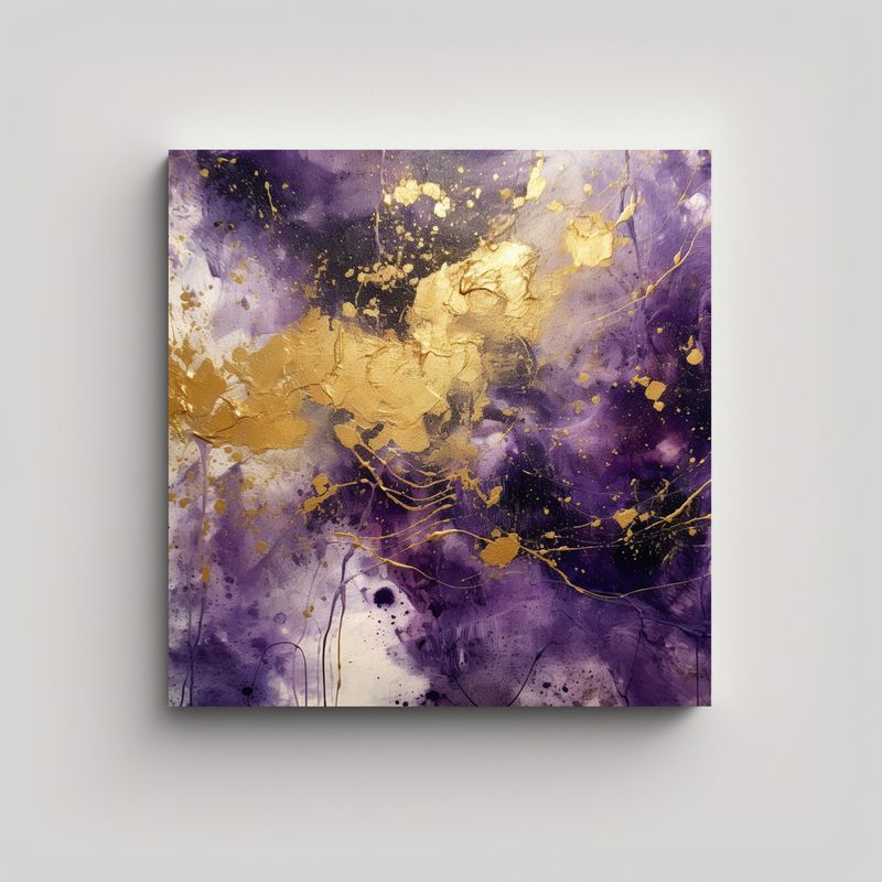 GENERICO - Pintura De Pared Belleza Amatista Dorada Abstracta 80x80 Cm