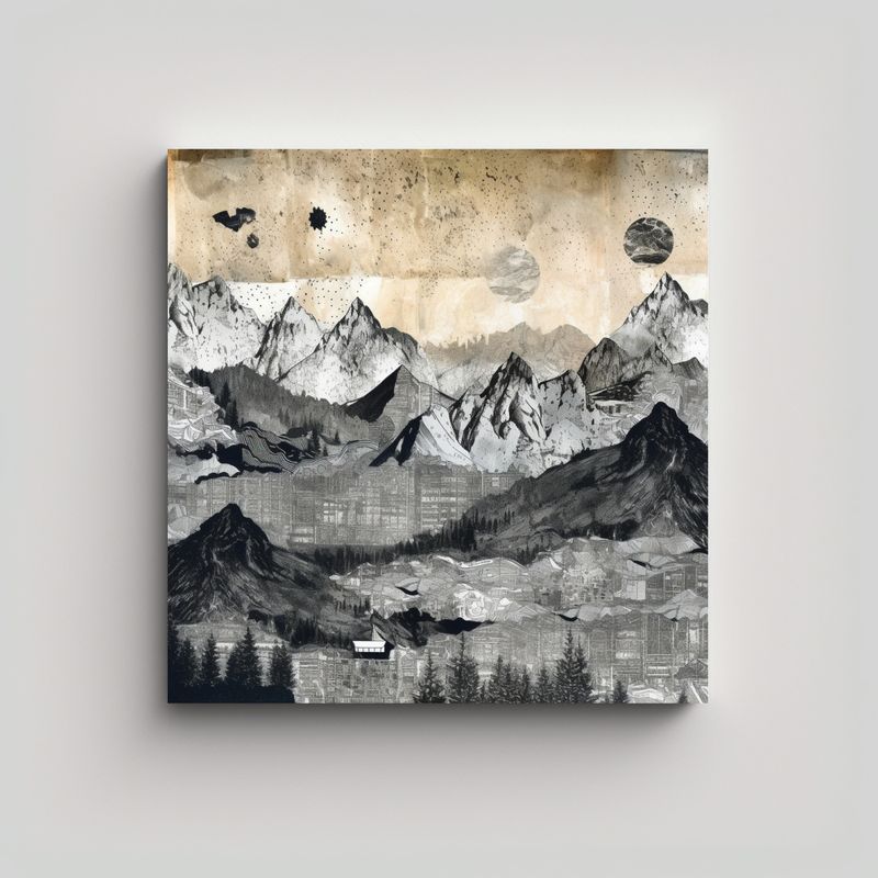 GENERICO - Cuadro Cuadrado Comedor Con Sello De Montañas 60x60 Cm