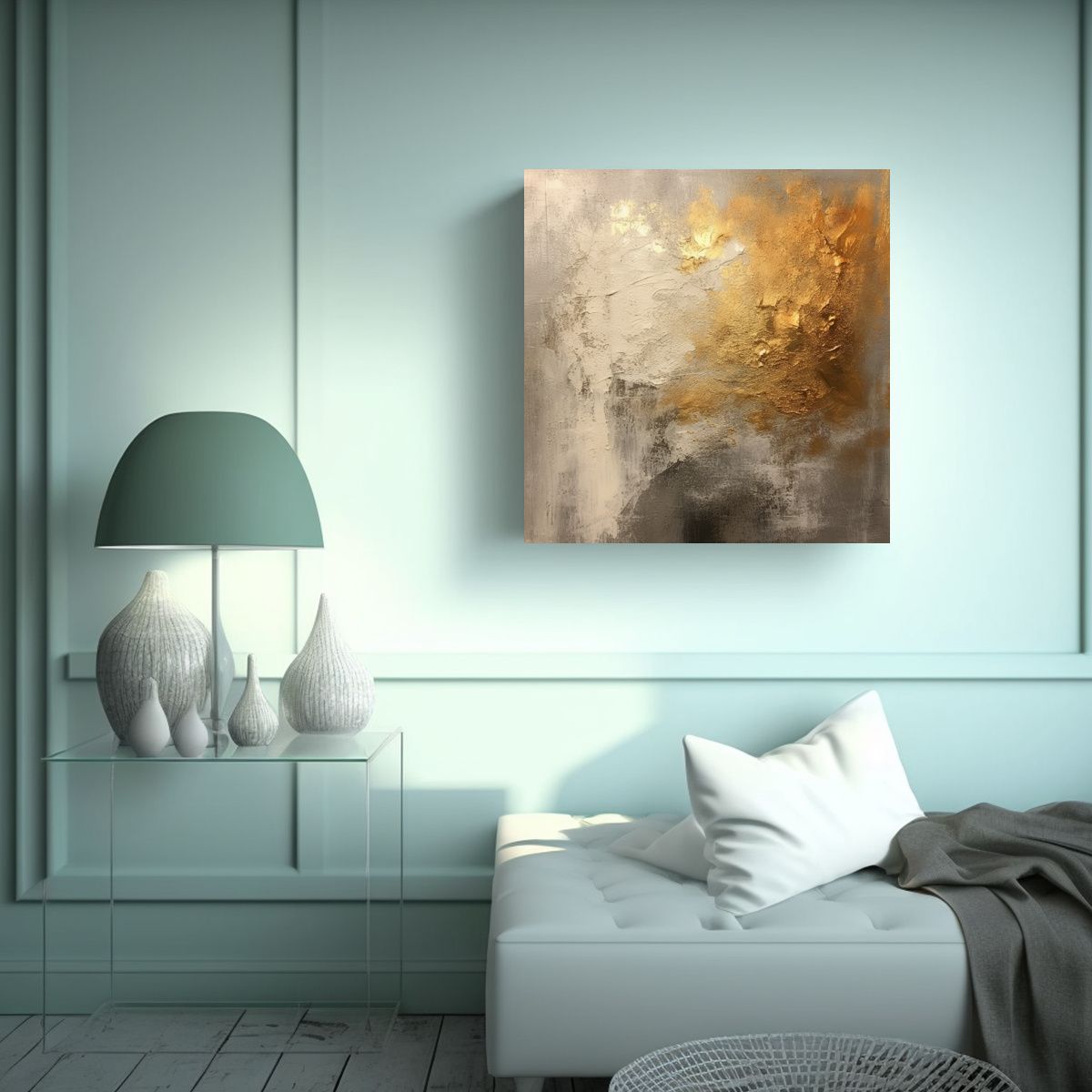 GENERICO - Pintura Abstracta Oro Movimiento Luminosidad Carl 70x70 Cm