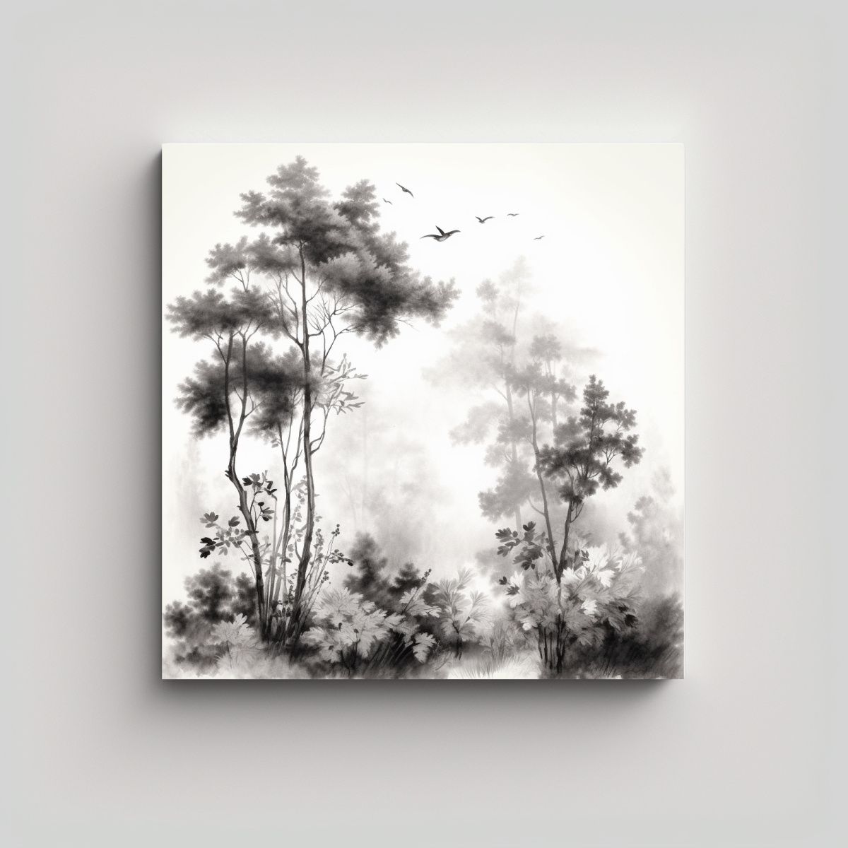GENERICO - Cuadros De Plantas En Estilo Acuarela En Blanco Y 80x80 Cm