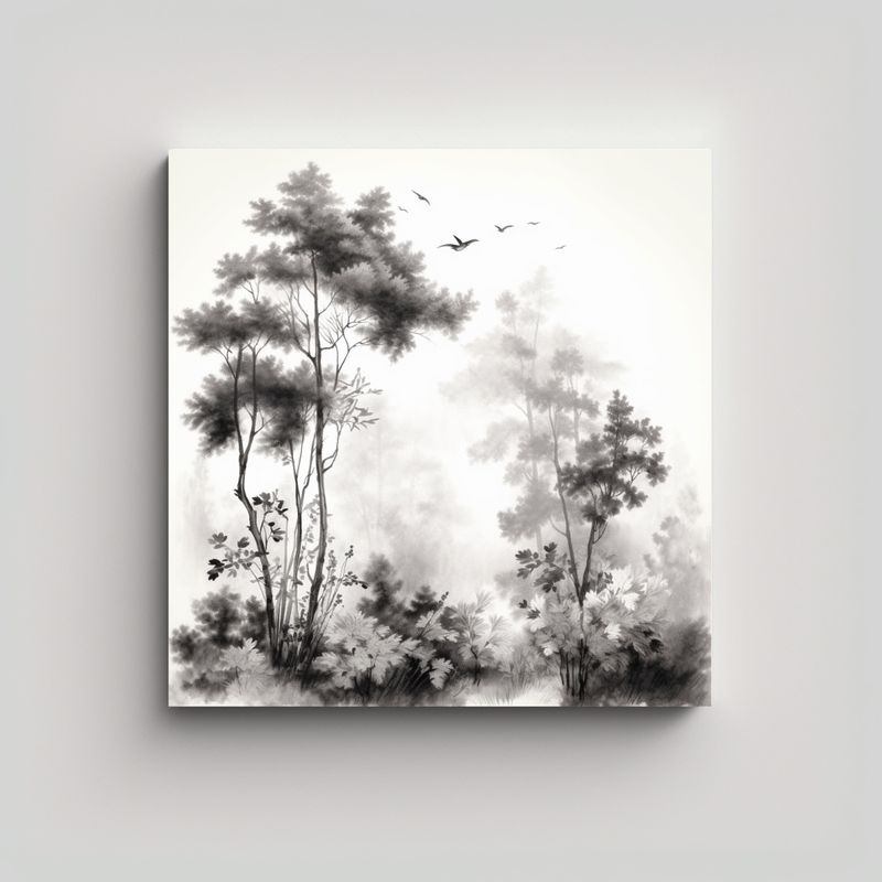 GENERICO - Cuadros De Plantas En Estilo Acuarela En Blanco Y 70x70 Cm