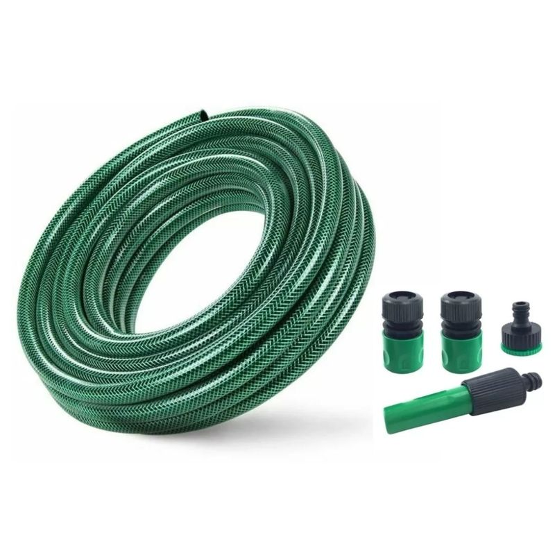 GENERICO - Manguera Jardin Con Malla 1/2 Pulgada 10 Metros Con Acoples