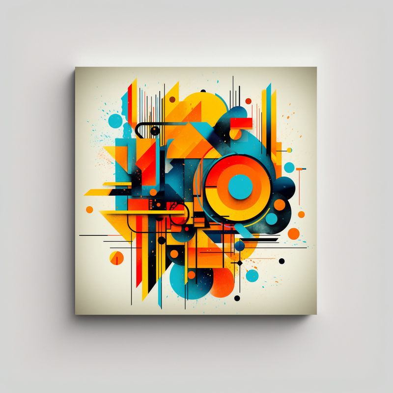 GENERICO - Cuadro Abstracto Geométrico Surrealista: Diseño 50x50 Cm