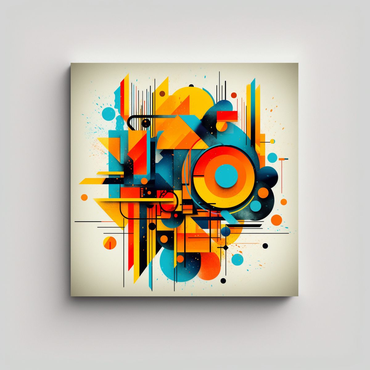 GENERICO - Cuadro Abstracto Geométrico Surrealista: Diseño 70x70 Cm