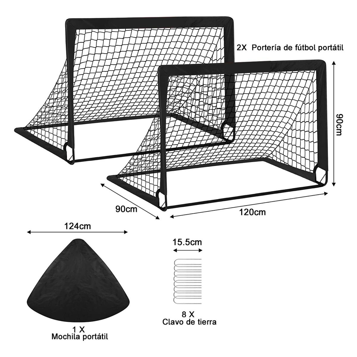 TOYUN TOYUN - 2 Juego De Porterías De Fútbol Portátil Para Niños 12090cm