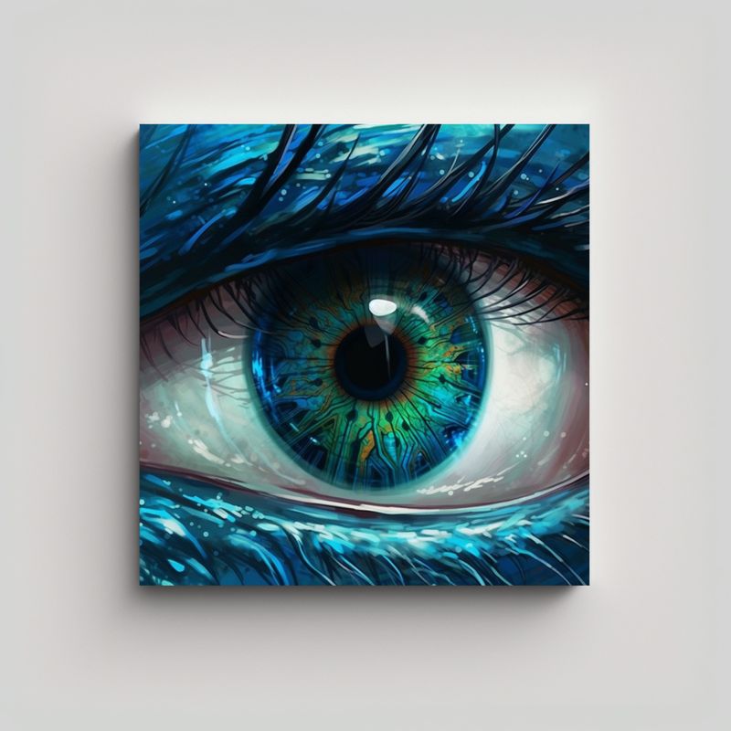 GENERICO - Lienzo Colores Estético Ojo Azul En Primer Plano 50x50 Cm
