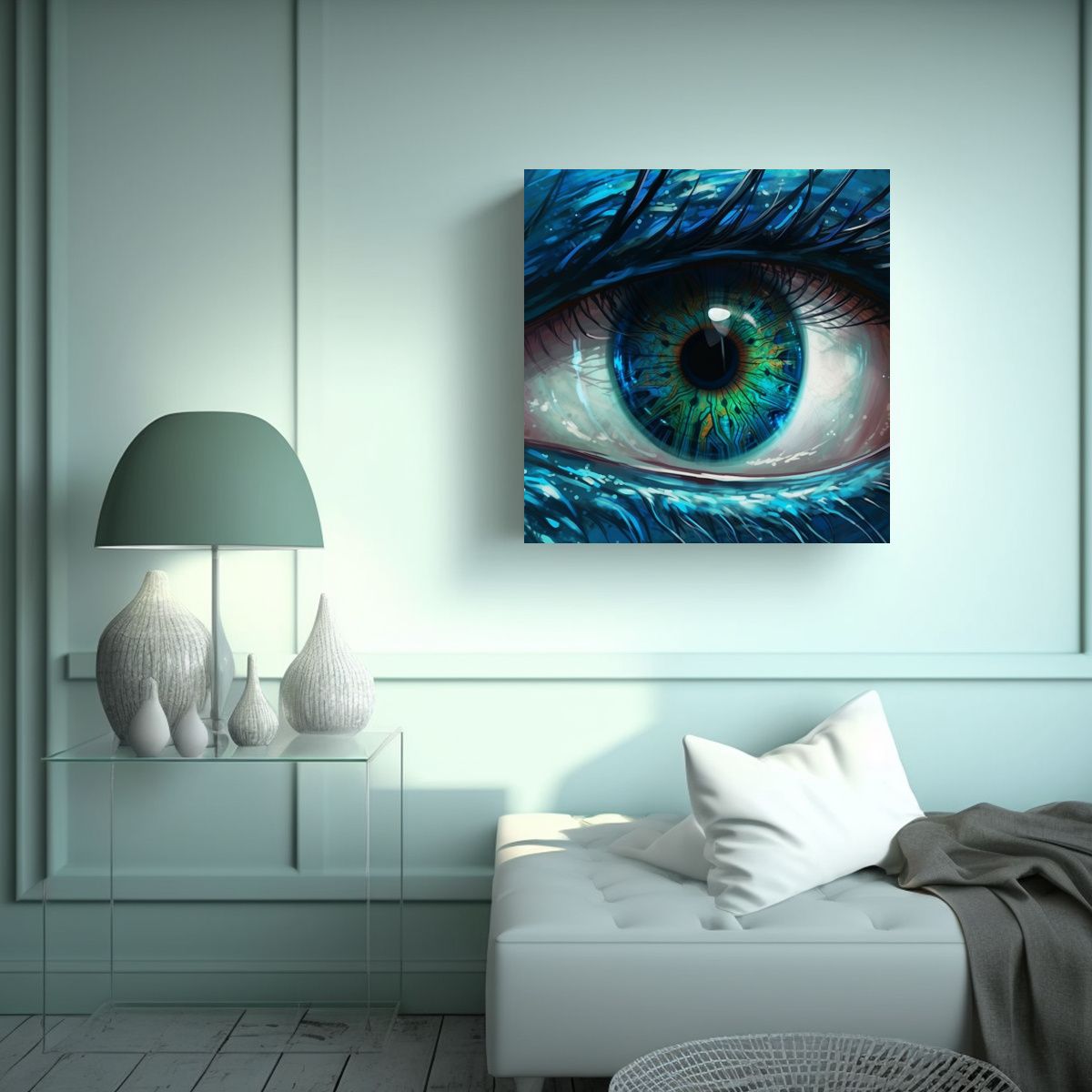 GENERICO - Lienzo Colores Estético Ojo Azul En Primer Plano 50x50 Cm