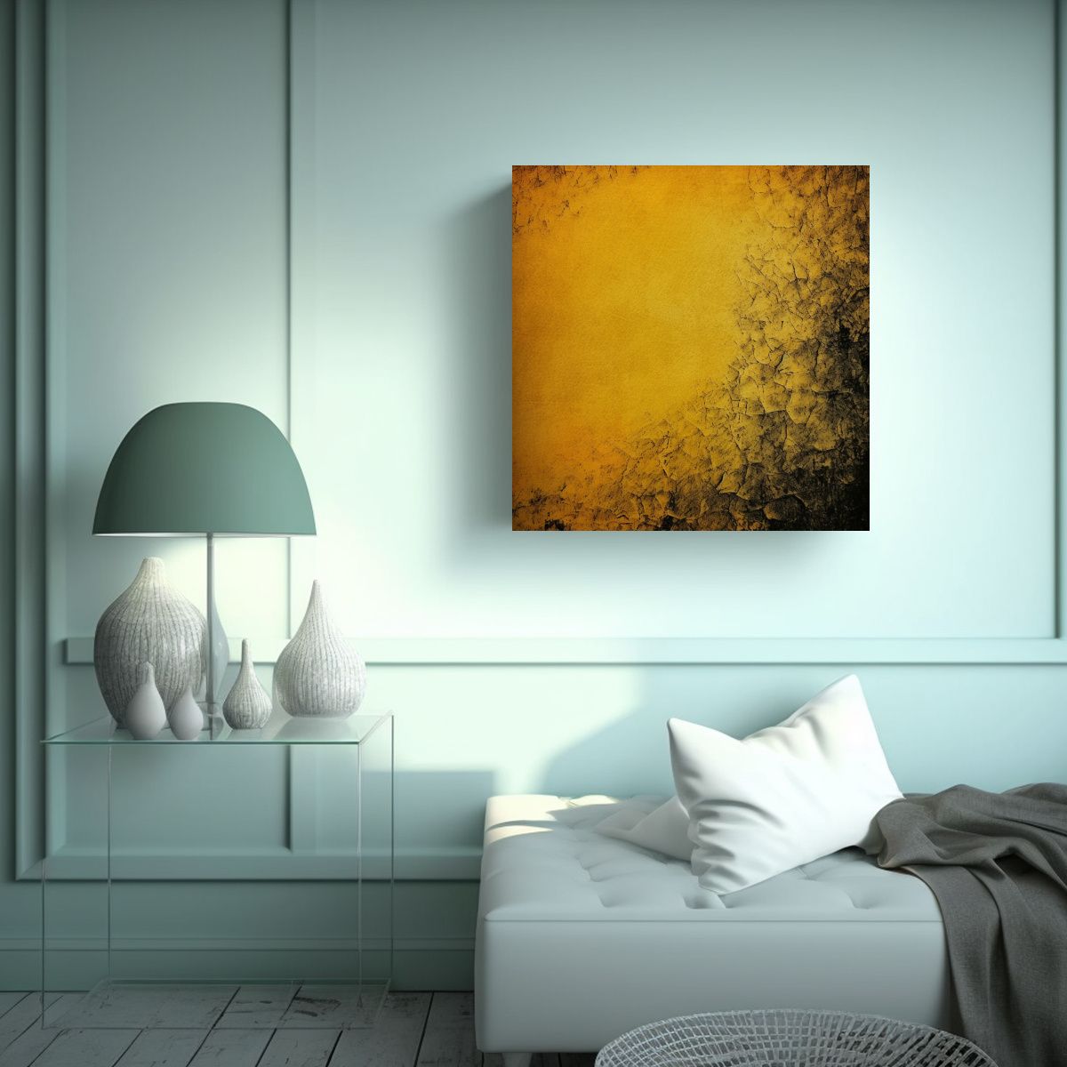 GENERICO - Pintura De Pared Abstracta En Amarillo Y Fondo 60x60 Cm