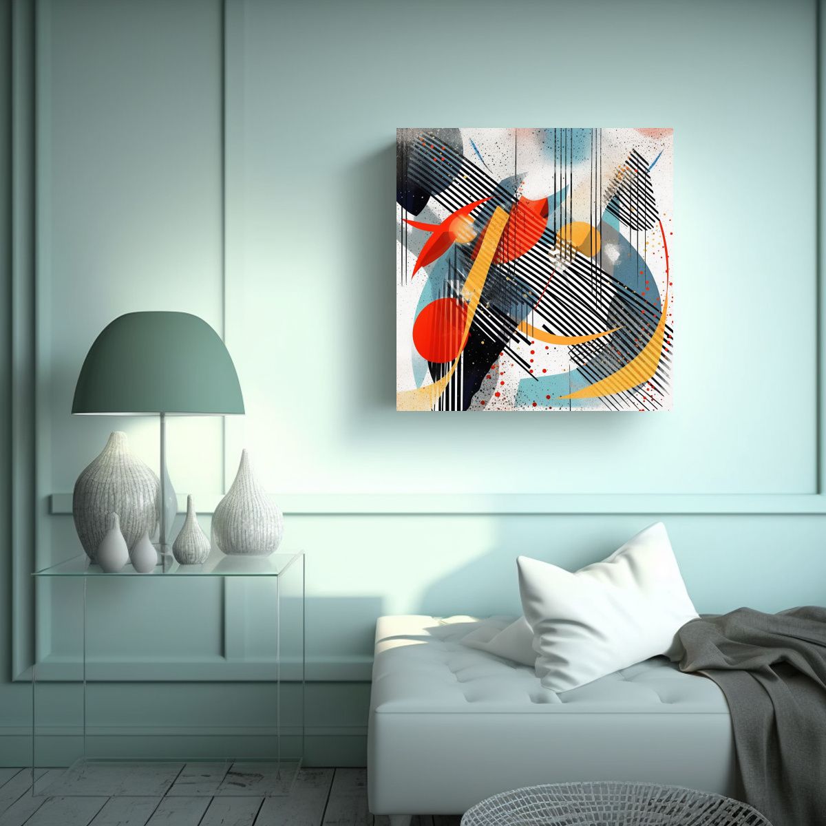 GENERICO - Arte De Pared Líneas Abstractas: Intensifica La 90x90 Cm