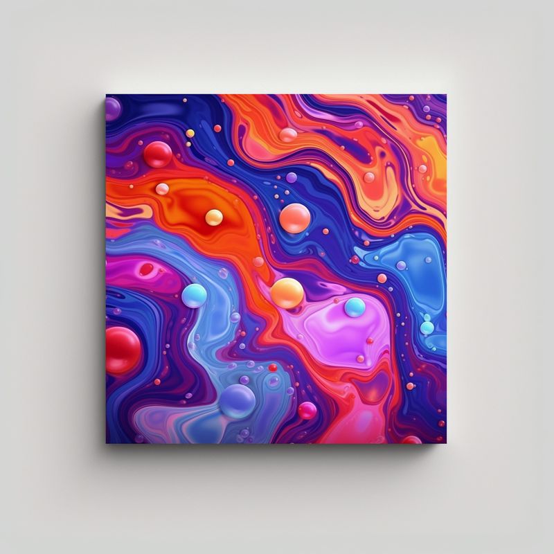 GENERICO - Lienzo Abstracto Impactante De Fondo Líquido E G 80x80 Cm