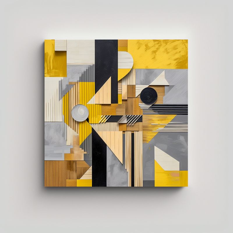 GENERICO - Cuadro Decorativo Abstracto Con Formas 90x90 Cm