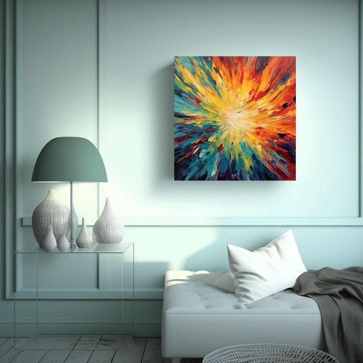 GENERICO - Lienzo Fotografía Adorno Explosión Vibrante De 80x80 Cm