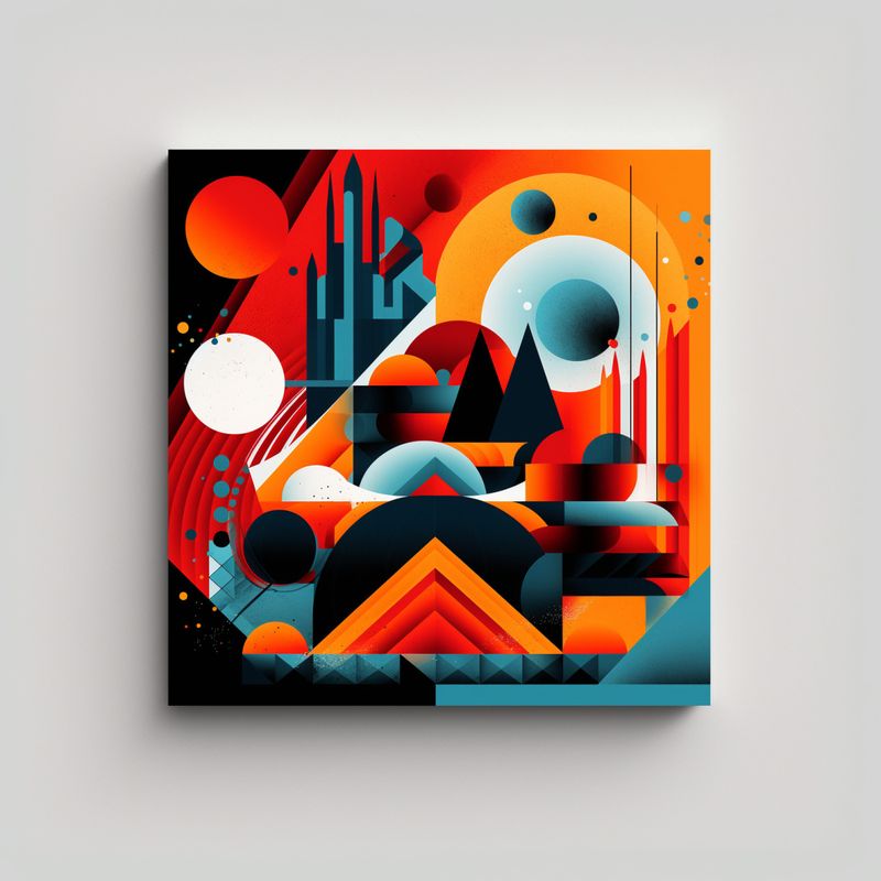 GENERICO - Cuadro De Tela Abstracto Con Formas Geométricas 80x80 Cm
