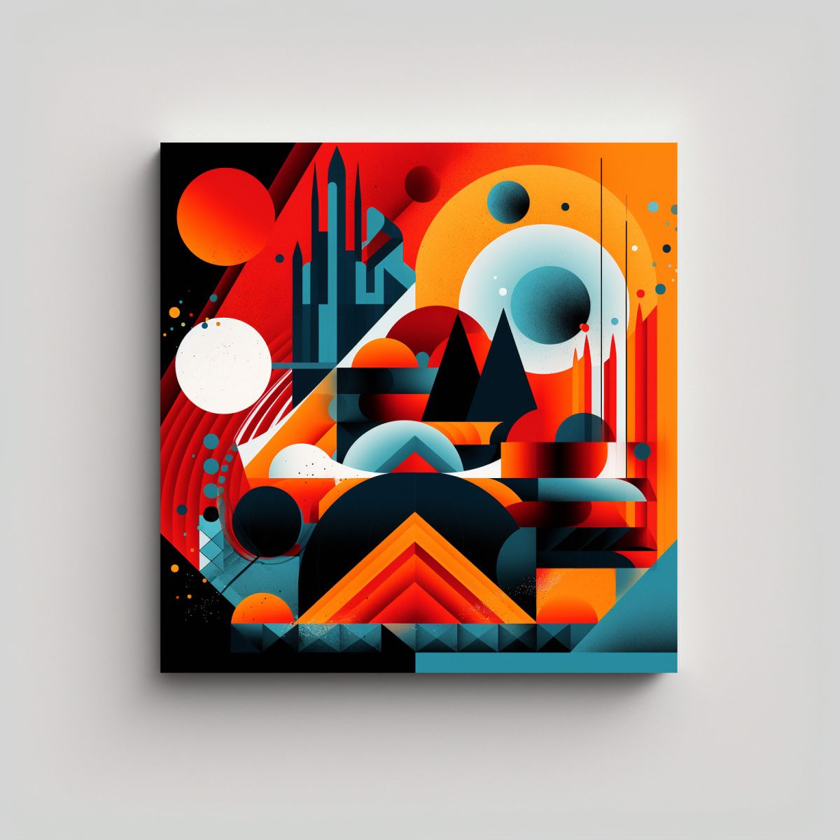 GENERICO - Cuadro De Tela Abstracto Con Formas Geométricas 50x50 Cm