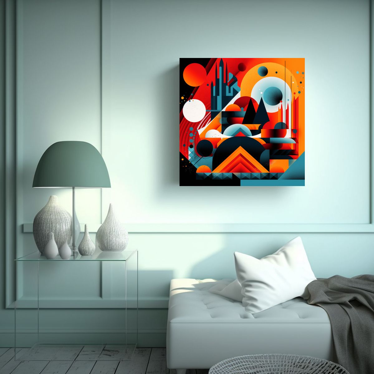 GENERICO - Cuadro De Tela Abstracto Con Formas Geométricas 50x50 Cm