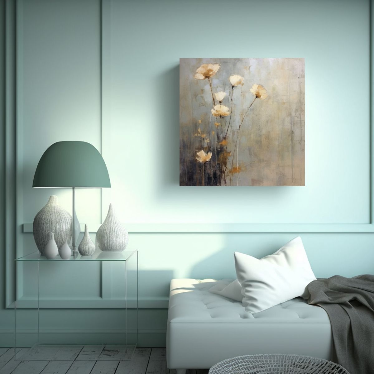 GENERICO - Cuadro Abstracto Minimalista Con Detalles 60x60 Cm