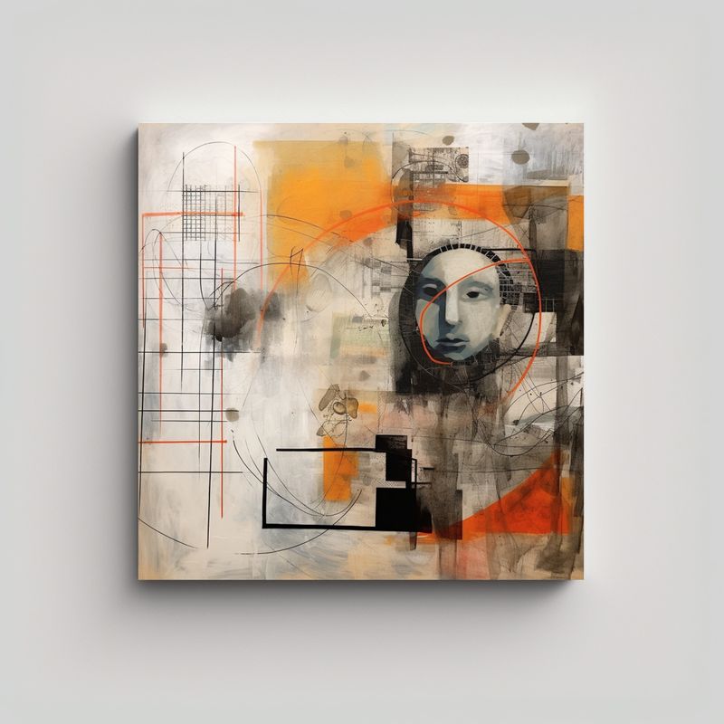 GENERICO - Cuadro Abstracto Multicolor En Composición 90x90 Cm