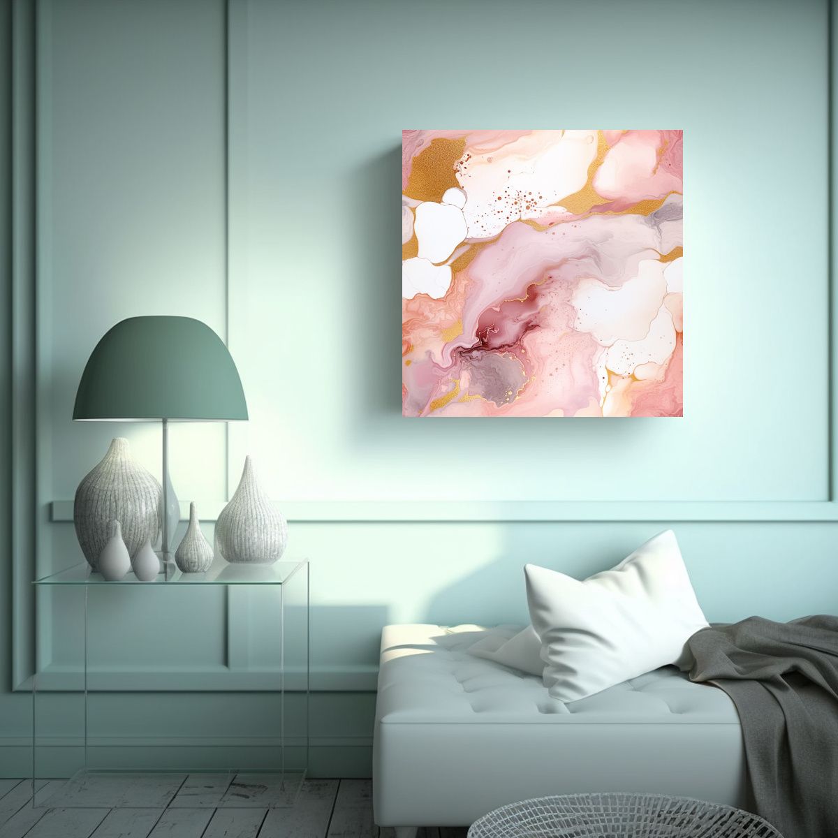 GENERICO - Pintura Abstracta De Paisaje Marino En Papel 60x60 Cm