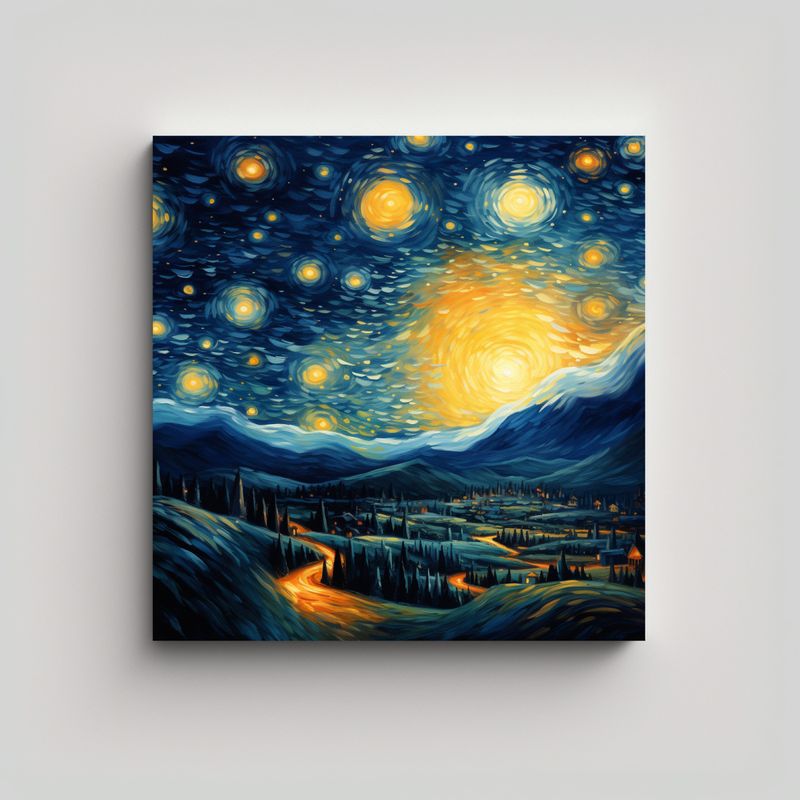 GENERICO - Cuadro De Colores Para Comedor Noche Estrellada Y 60x60 Cm