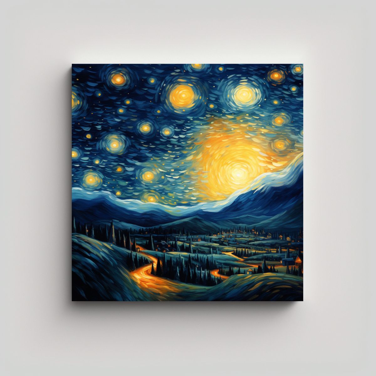 GENERICO - Cuadro De Colores Para Comedor Noche Estrellada Y 50x50 Cm.