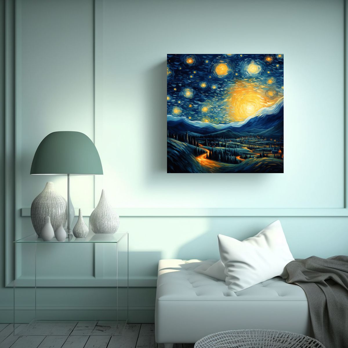GENERICO - Cuadro De Colores Para Comedor Noche Estrellada Y 50x50 Cm.