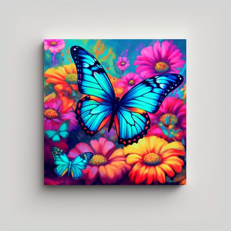 GENERICO - Cuadro Vintage Urbano Con Mariposa Colorida Y Dos 80x80 Cm