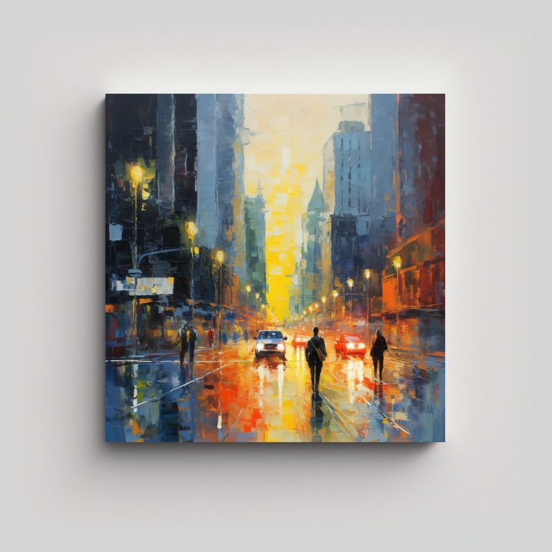 GENERICO - Pintura De Composición Abstracción Enigmática 90x90 Cm