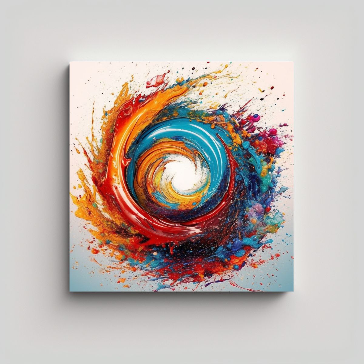 GENERICO - Pintura En Lienzo Con Diseño Espiral Derramado 80x80 Cm